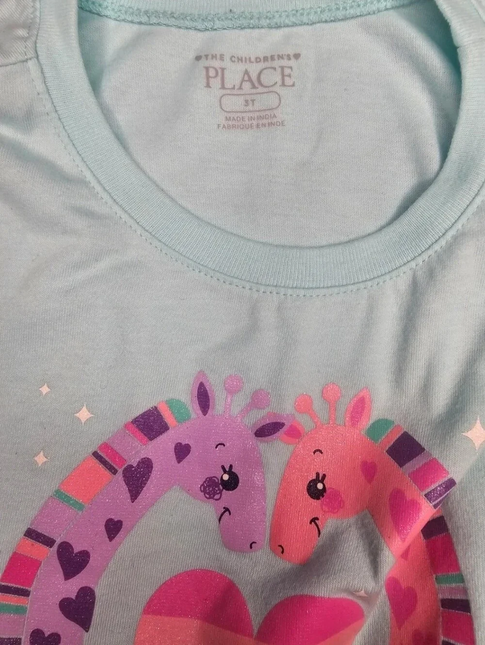 Children's Place Girls' Mint Giraffes Heart Tee - Cute Graphic Top